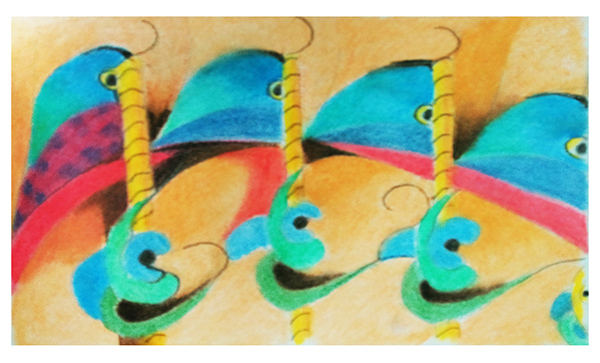 Pintura Contemporanea Acuario, Pastel