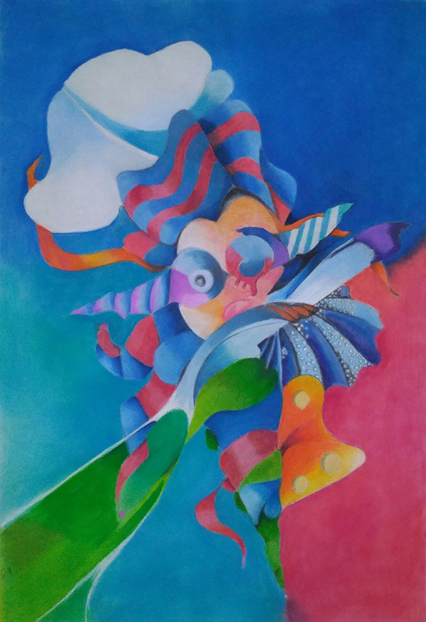 Pintura Contemporánea Green, Pastel sobre papel